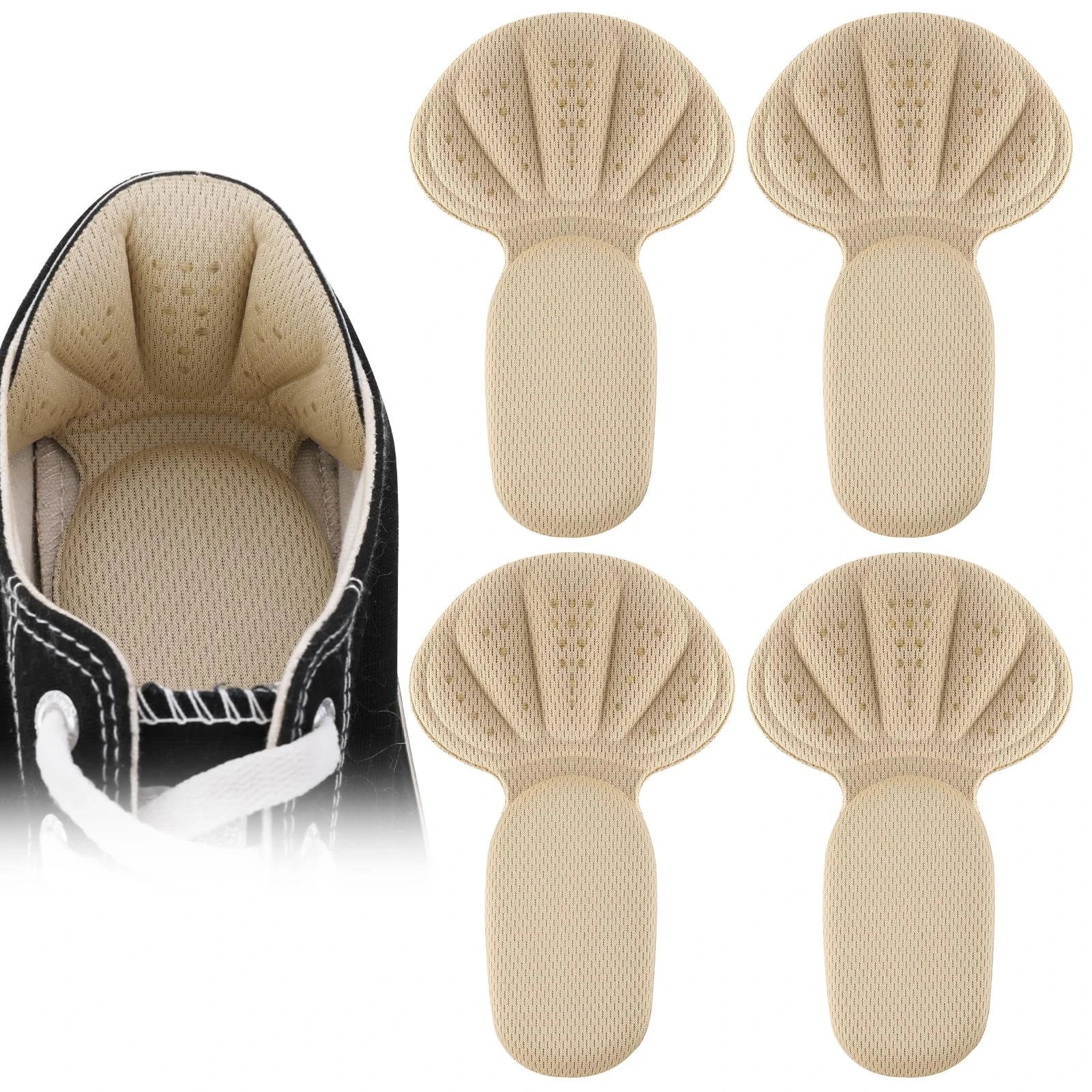 Sibba Sponge Heel Cushion Heel Grips Shoes Pads, Self-Adhesive Heel Cushion Inserts for Shoe Too Big, Soft Mesh Heel Grips Pads, Thick Back Insoles Anti Blister Shoe Liners Heel Protectors(Bude)