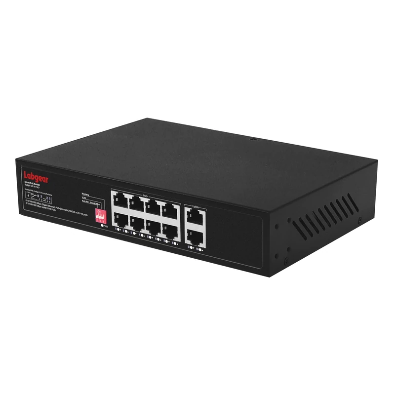 Labgear 8 Port Gigabit PoE Network Switch, 300m Range Unmanaged High-Speed Ethernet Splitter Hub with Extended Range, Desktop or Wall Mounted, Durable Metal Housing