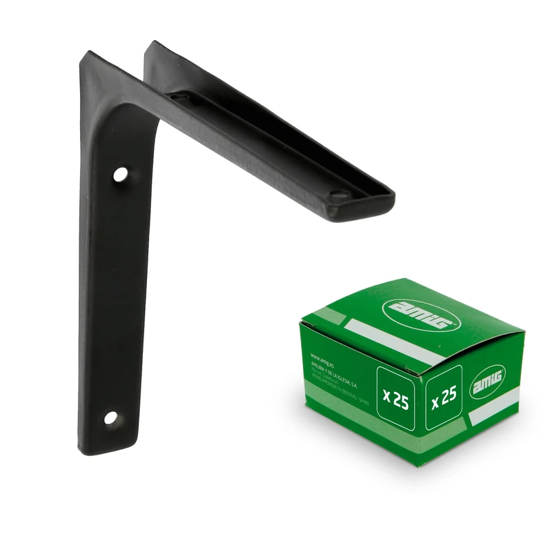 Amig - Steel Angle | Pack of 25 Pieces |150 X 125 Mm (6'' X 5'') | Black Finish | Mod.2