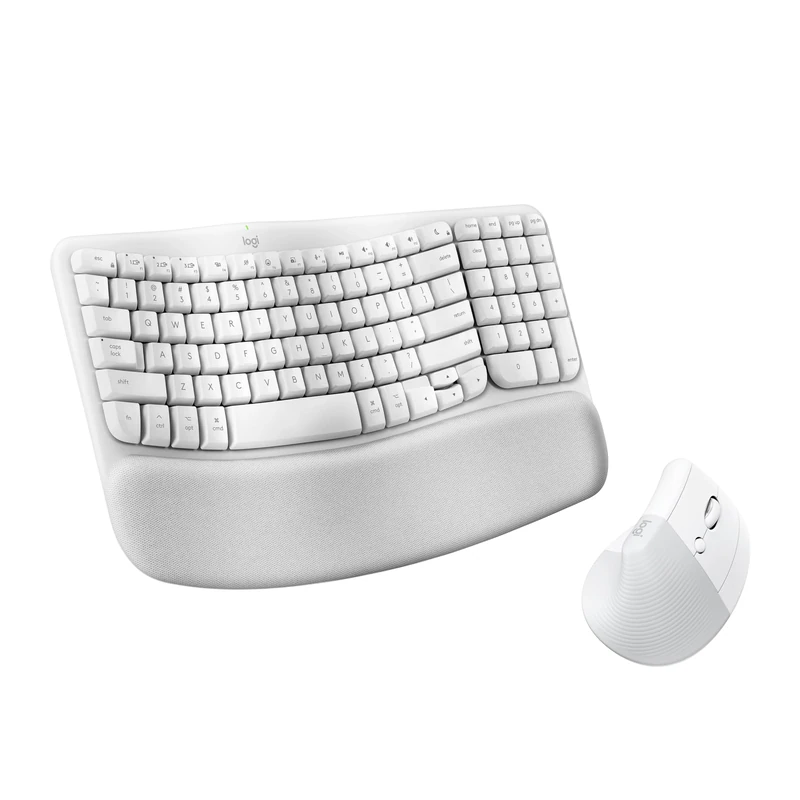 Logitech Wave Keys for Mac + Lift Vertical Mouse for Mac, Wireless ergonomic keyboard and mouse combo, Cushioned Palm Rest, Bluetooth, optimised for macOS/iPadOS/MacBook/iMac/iPad, QWERTY UK - White