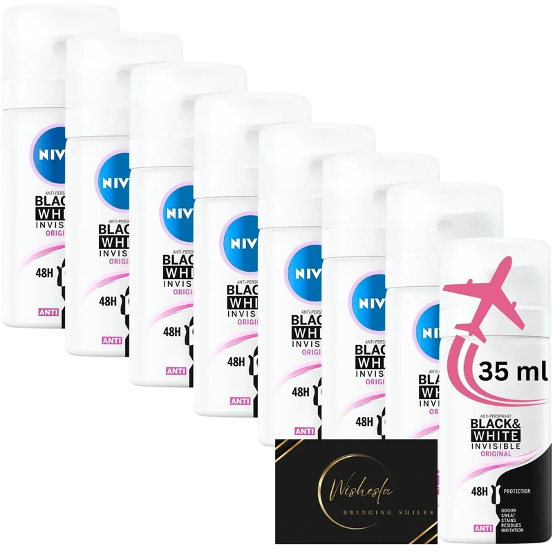 Wishelsa 8 x 35 ml Travel Size Deodorant for Women | Invisible Dry Deodorant Spray for Women | Anti-yellow Stain and White Mark Protection Alcohol Free Including Thank you Card - Image 1