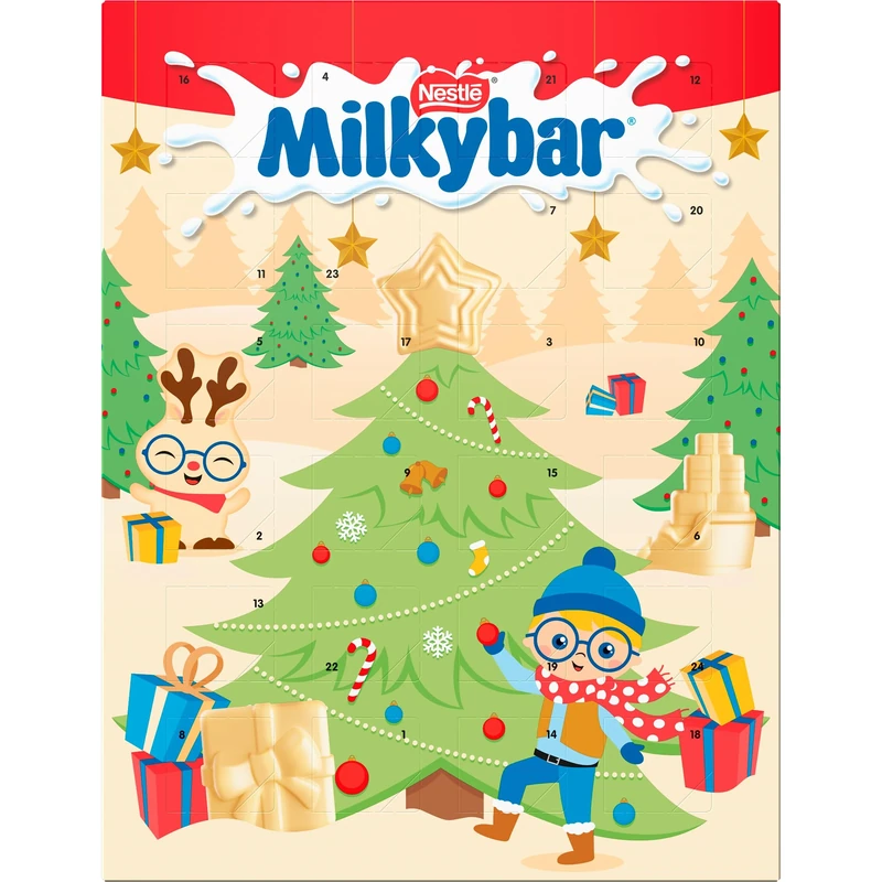 Milkybar Advent Calendar | 85g of Creamy White Chocolate Behind 24 Festive Doors | Countdown to Christmas with Delicious Daily Treats