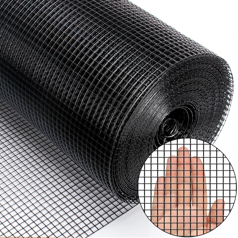 Zevemomo 36" x 50' 1/4 inch Hardware Cloth Galvanized Chicken Fencing Metal Wire Mesh Roll for Garden Pet Cage Rabbit Barrier, Black-PVC