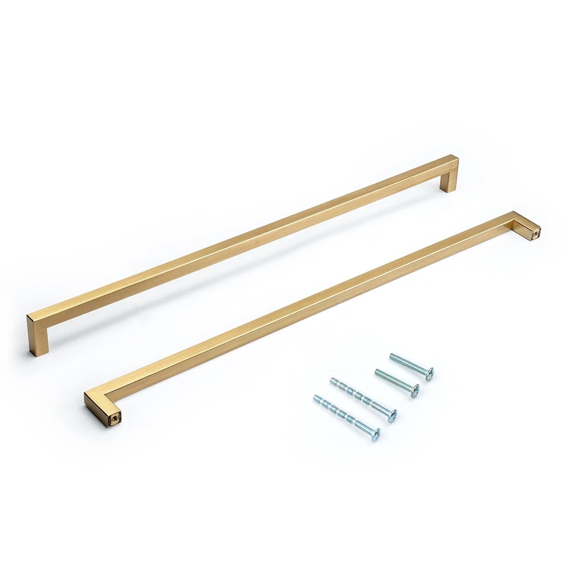 Aibeli Cabinet Pulls 10 Pack Champagne Kitchen Cabinet Handles Long Drawer Pulls Modern Stainless Steel Square Drawer Handles,17-5/8" Inch (448mm) Hole Centers