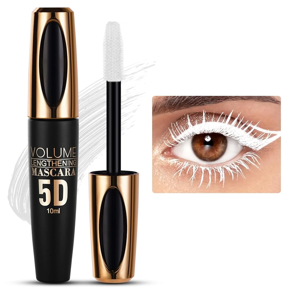 5D Silk Fiber Eyelash Mascara, Black Volume Mascara with Soft Brush, Lash Sensational Volumizing and Thickening Mascaras, Long-Lasting Waterproof Non Smudge Mascaras with False Lash Effect