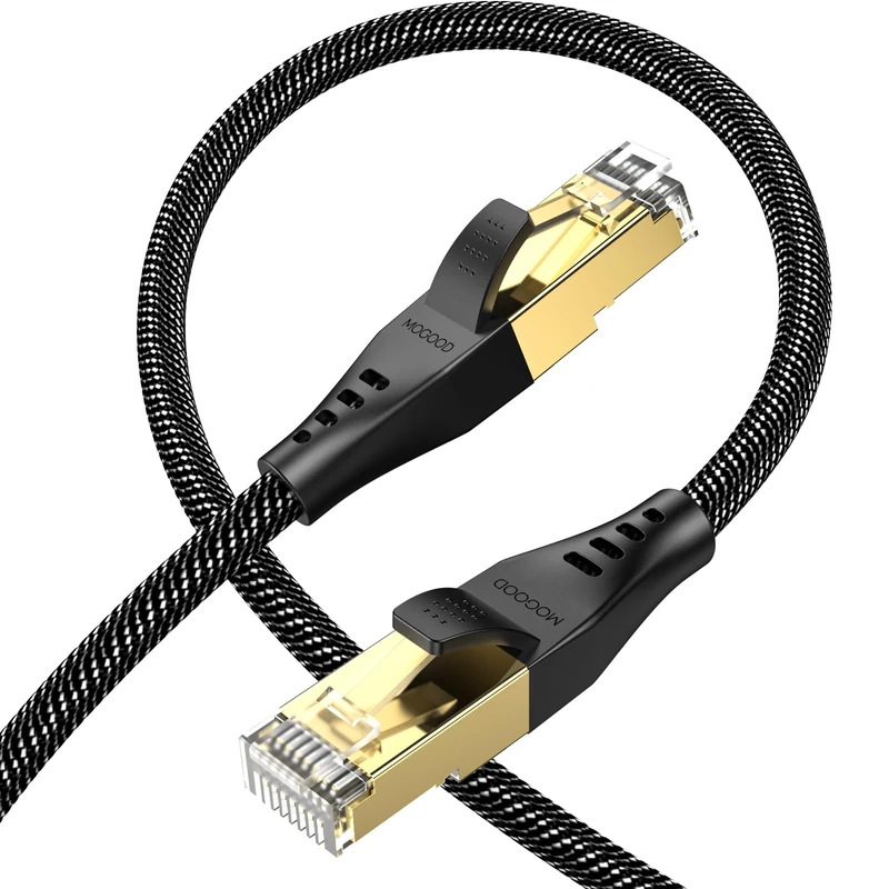 MOGOOD Ethernet Cable 2M, Cat 8 Gigabit Internet Cable, 40Gbps 2000MHz RJ45 Lan Network Cable, Compatible with Wifi Extenders, PC/Laptop, Xbox, Routers, Game Consoles, Patch Panels