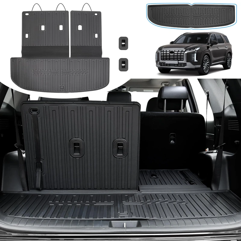 HOUCLEMIC Lower Trunk Mat & Cargo Mat with Backrest Mat for Hyundai Palisade 2020-2025 All Weather 2 PCS Trunk Liners for 2025 Palisade Accessories