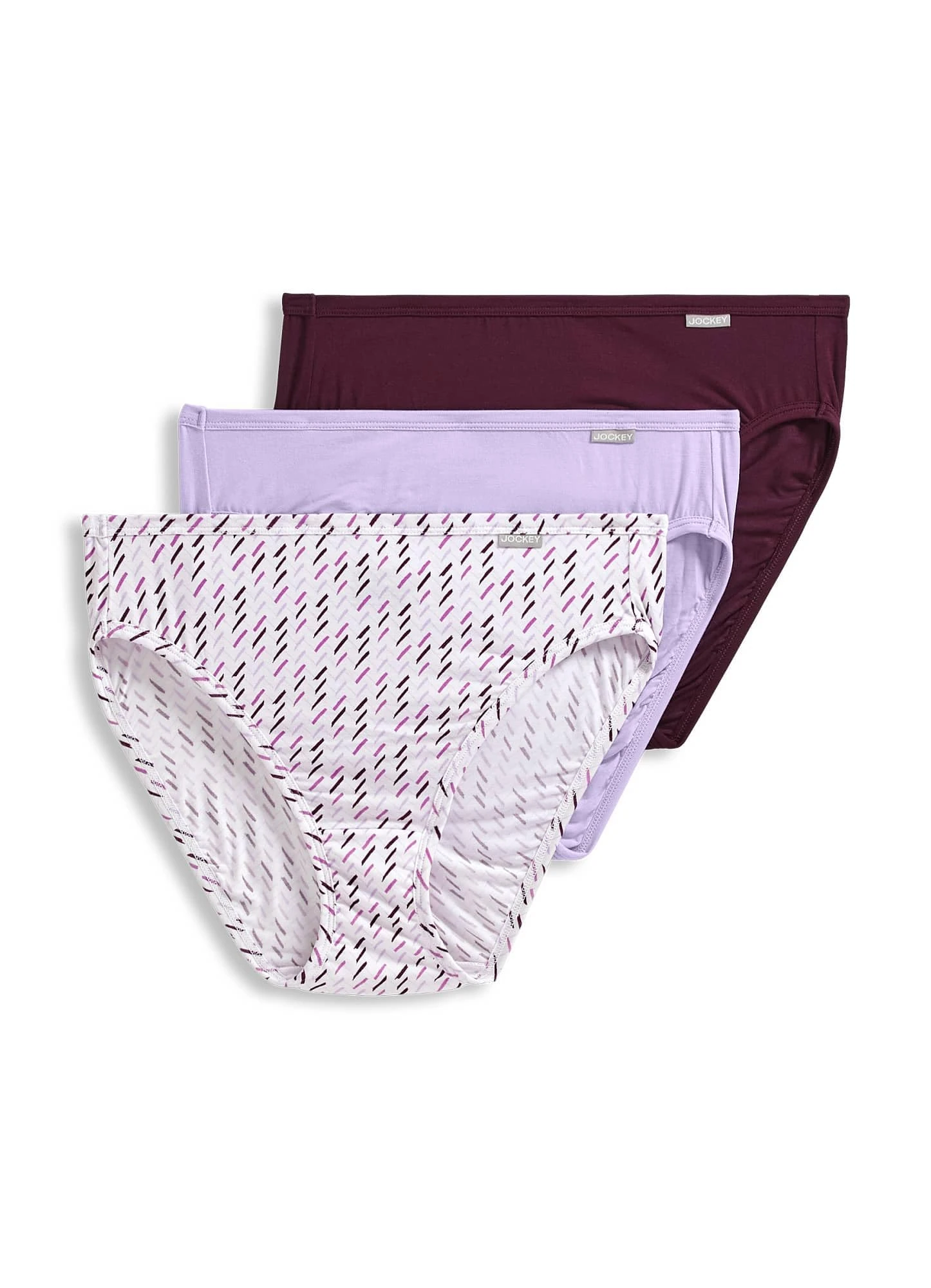 Jockey Women's Underwear Supersoft French Cut - 3 Pack, Ferris White Chevron/Sheer Lilac/Deep Sangria, 6