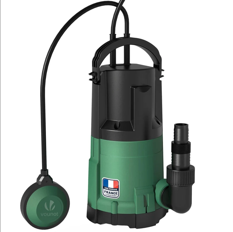 VOUNOT® 3-in-1 Drain Pump for Clear Water Wastewater and Low Suction Vacuum Cellar Pump with Float Max.13500L/H Immersion Depth 7M Submersible Pump IPX8 with Power Cable