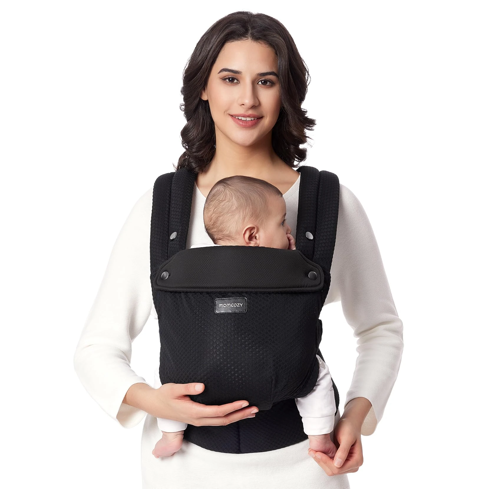 Momcozy Breathable Mesh Baby Carrier, Ergonomic and Lightweight Carrier for 3-24 Months with Enhanced Lumbar Support, All Day Comfort for Hands-Free Parenting, Air Mesh-Black