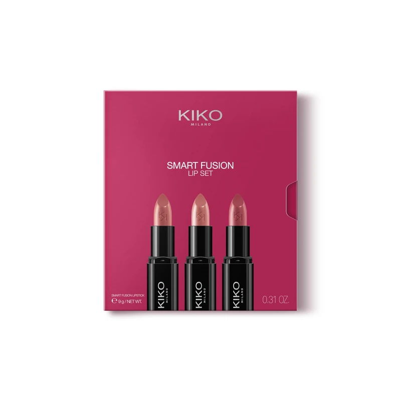 KIKO Milano Smart Fusion Lip Set 03, Lip Kit With 3 Radiant-Finish Lipsticks
