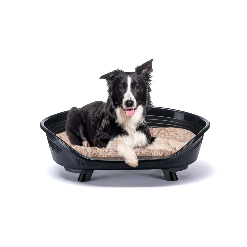 Ferplast Dog & Cat Bed, Washable Breathable Antislip Plastic Basket, 82 x 59.5 x h 29.5 cm, Black