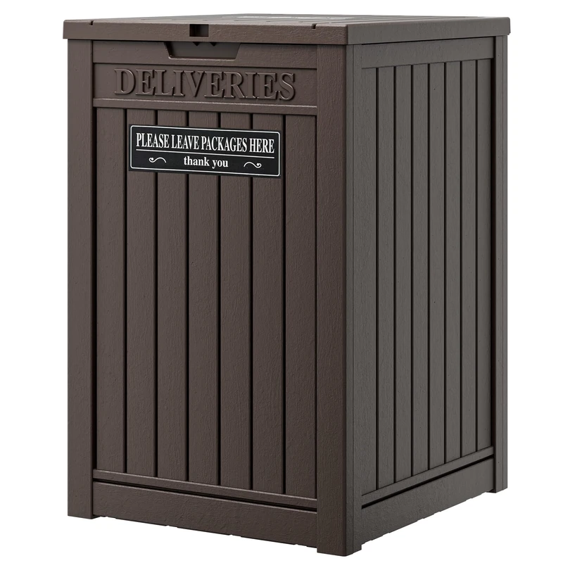 Package Delivery Box for Porch, 48 Gallon Storage Box with Lockable Secure, Large Double Wall Resin Outdoor Package Delivery and Waterproof Deck Box - Image 1