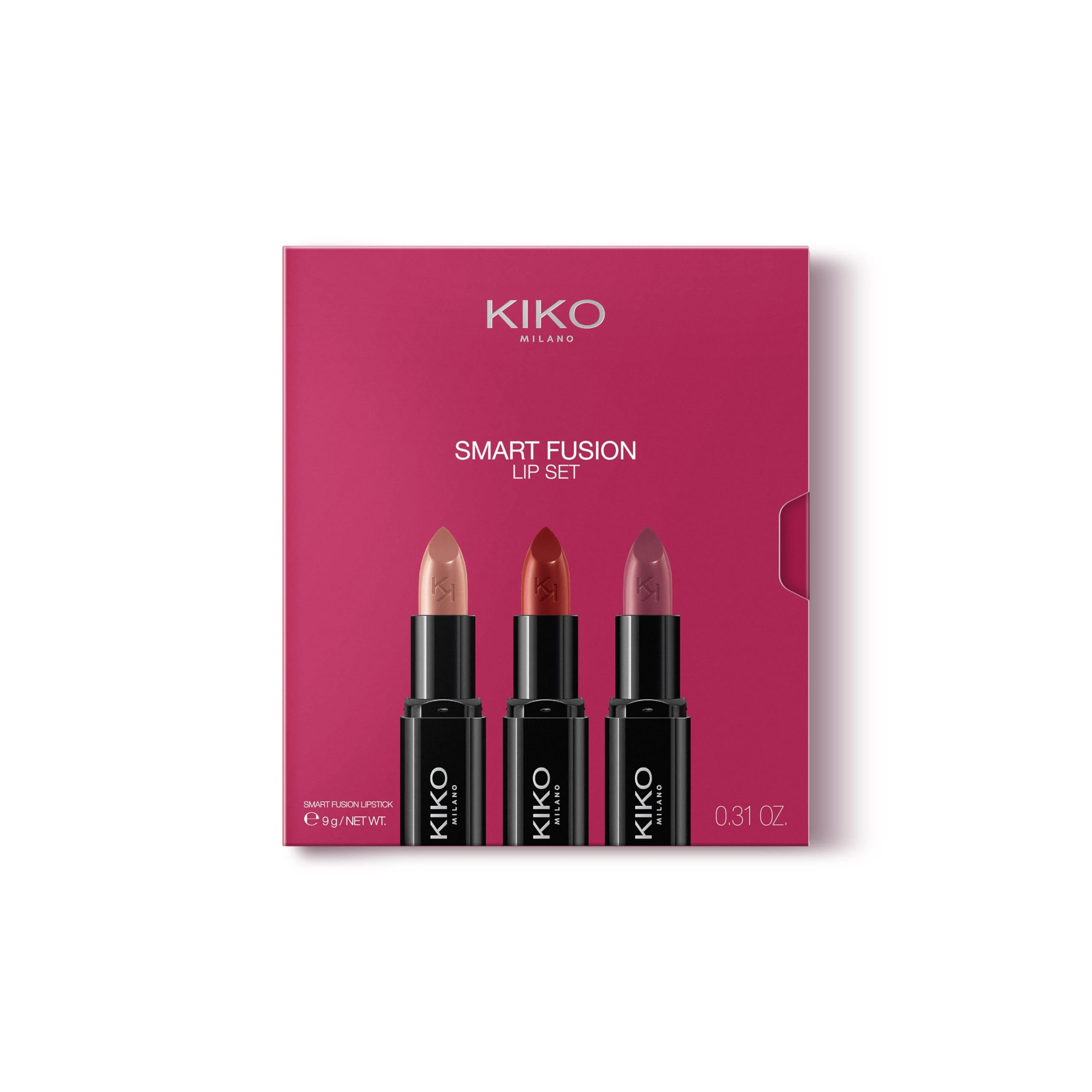 KIKO Milano Smart Fusion Lip Set 02, Lip Kit With 3 Radiant-Finish Lipsticks