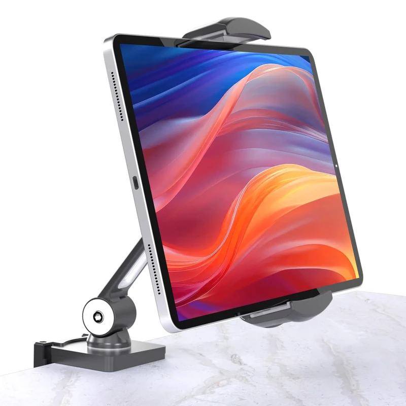 suptek Aluminum Alloy Tablet Stand for Desk, Adjustable Foldable Arm Holder Mount Compatible with iPad 10/9th, iPad 13/12.9 Pro, Portable Monitor 12.9-18.6'', YF108BV1B