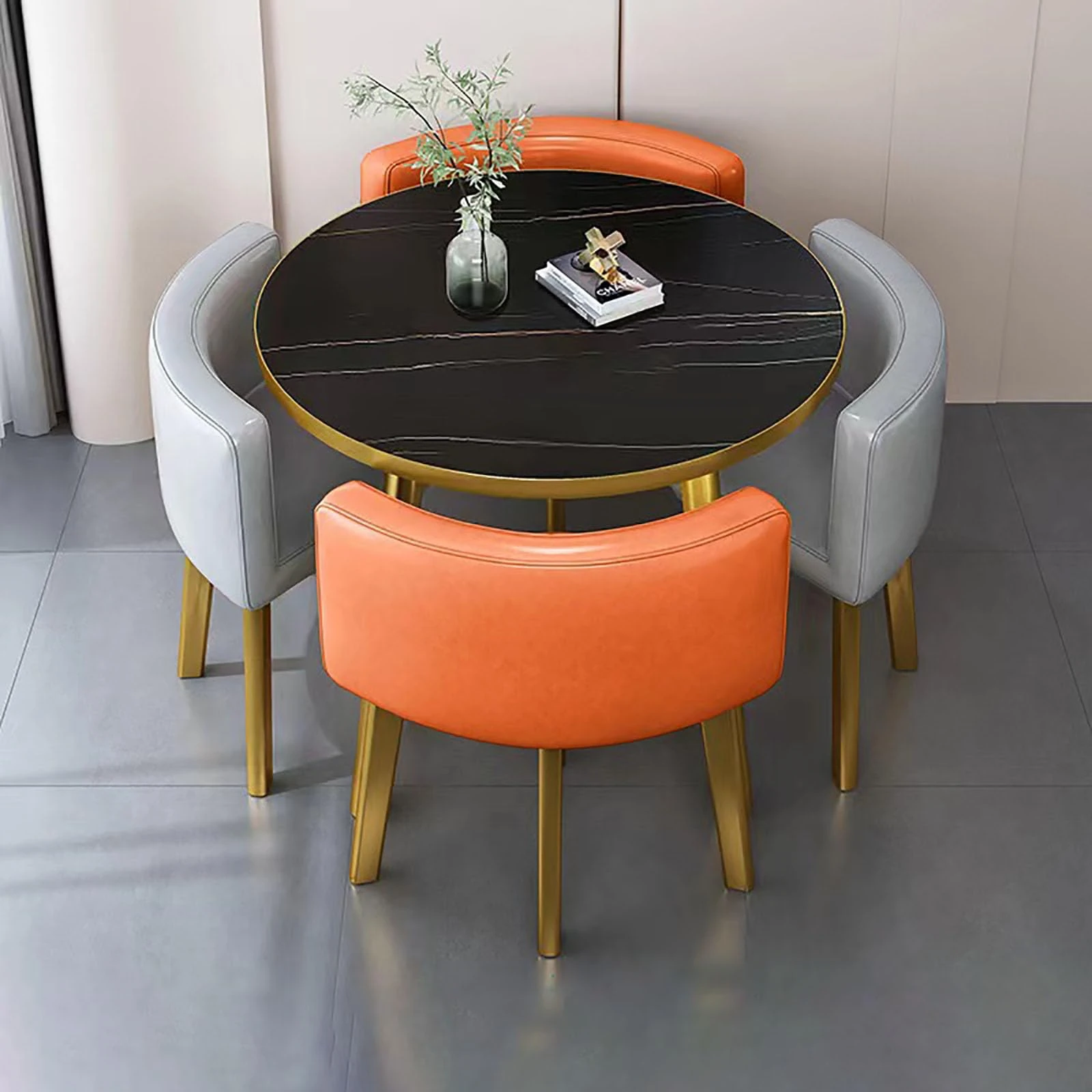 OCAZI Breakfast Bar Dining Table and Chairs Set Modern Kitchen Table for Dinner Round Furniture Table and Chair Set Round Conference Table for Home/Garden/Restaurant #38 80x75cm/31.5x29.5in(WxH)