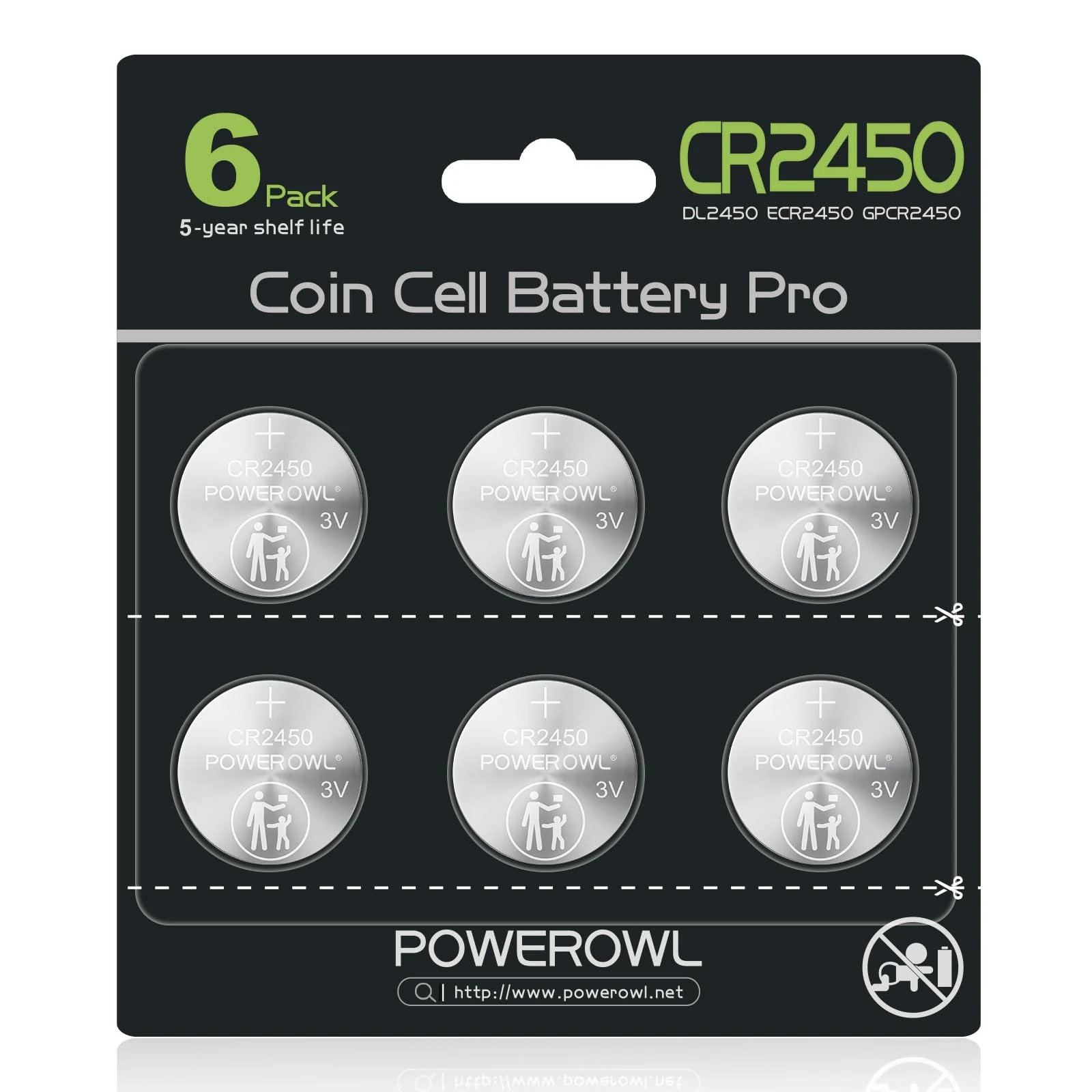 POWEROWL CR2450 3V Lithium Battery (6PCS) - Baby Secure Packaging