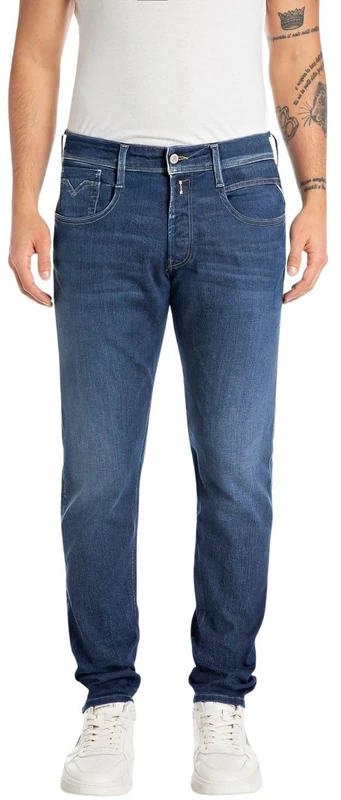 Replay Anbass Eco Plus Men's Slim Fit Jeans, 007 Dark Blue, 32 W/36 L