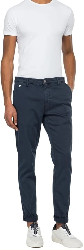 Replay Benni Hyperchino Men's Regular Fit Chino Jeans Colour X-Lite, 010 Blue, 28 W/34 L