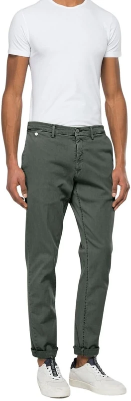 Replay Benni Hyperchino Men's Regular Fit Chino Jeans Colour X-Lite, 030 Military Green., 33 W/30 L
