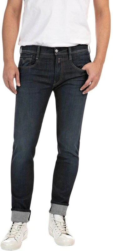 Replay Anbass Powerstretch Denim Men's Slim Fit Jeans, 007 Dark Blue, 31 W/34 L