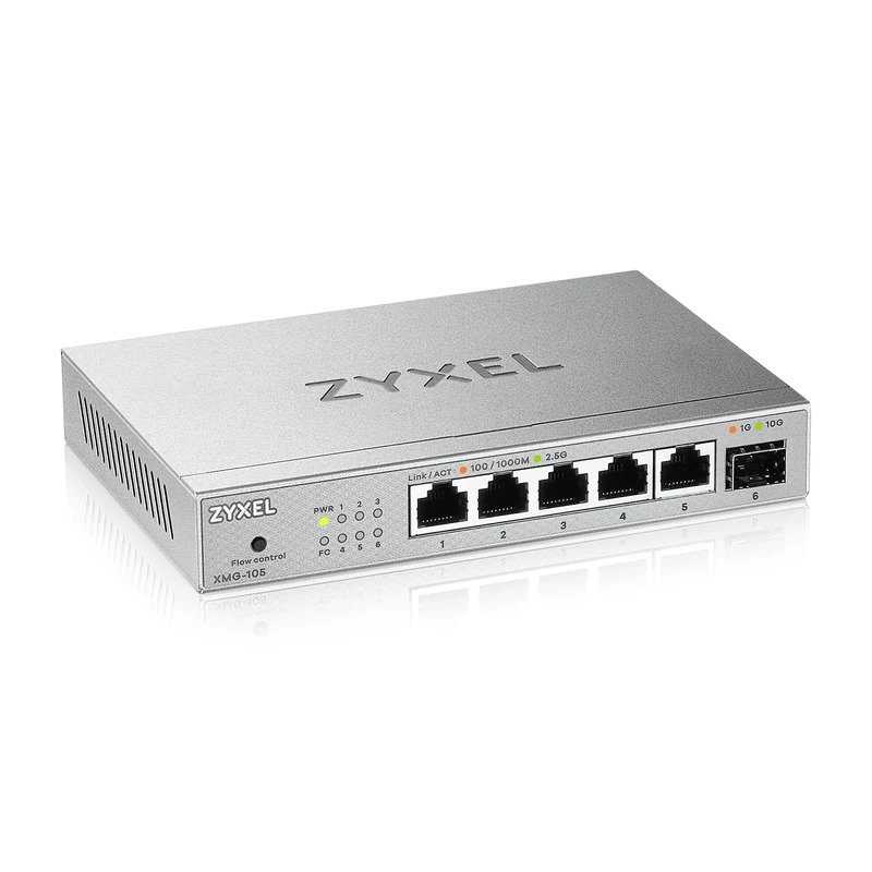 Zyxel 5-Port 2.5G Multi-Gig Unmanaged Switch | 1 x 10G SFP+ | Desktop/Wall Mount [XMG-105]