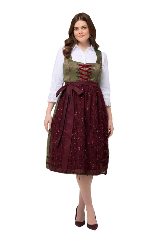 Ulla Popken Ladies Plus Size Plus Size Dirndl Ornaments Carree Neck Sleeveless