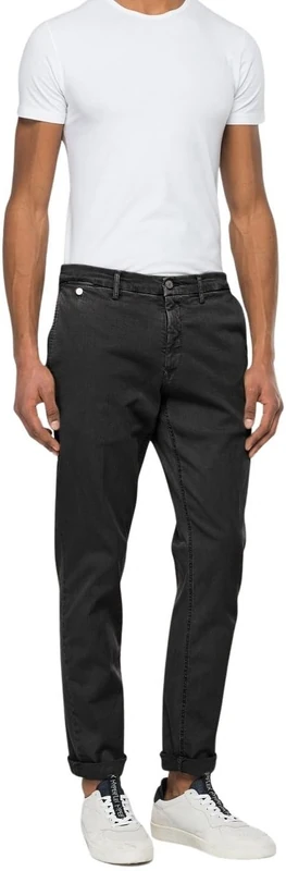 Replay Benni Hyperchino Men's Regular Fit Chino Jeans Colour X-Lite, 040 Black, 32 W/34 L