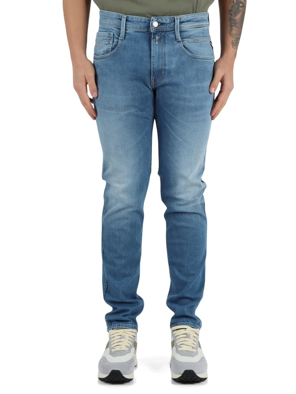 Replay Anbass Eco Plus Men's Slim Fit Jeans, 009 Medium Blue, 33 W/34 L