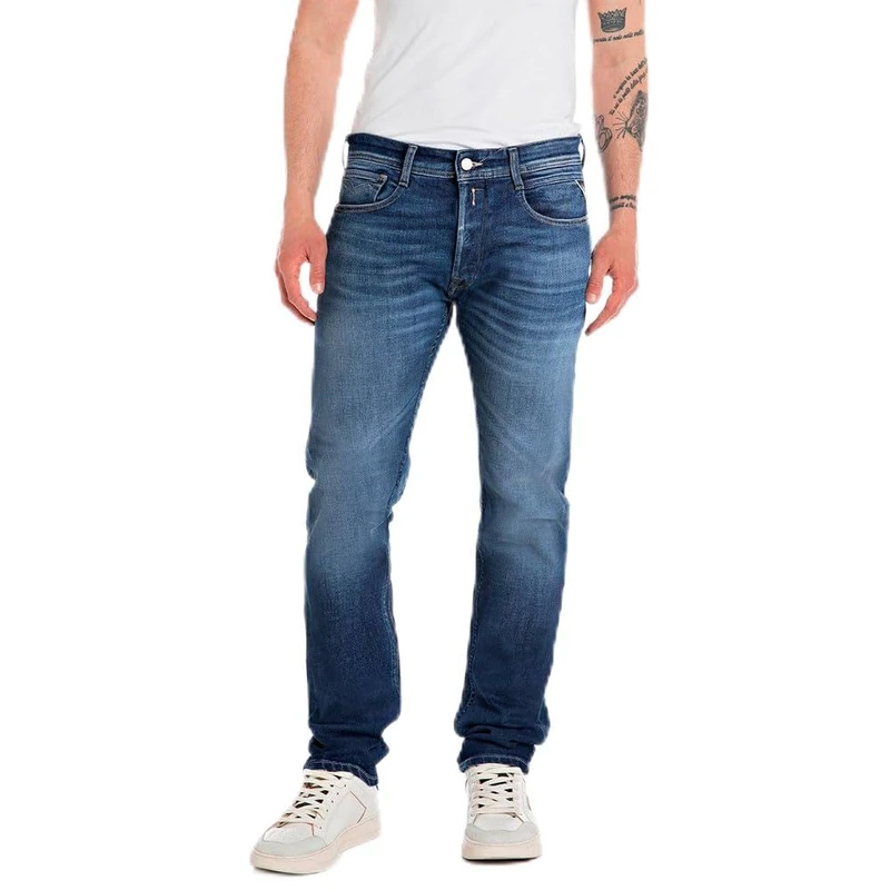 Replay Rocco Men's Straight Comfort Fit Jeans, 007 Dark Blue, 28 W/32 L