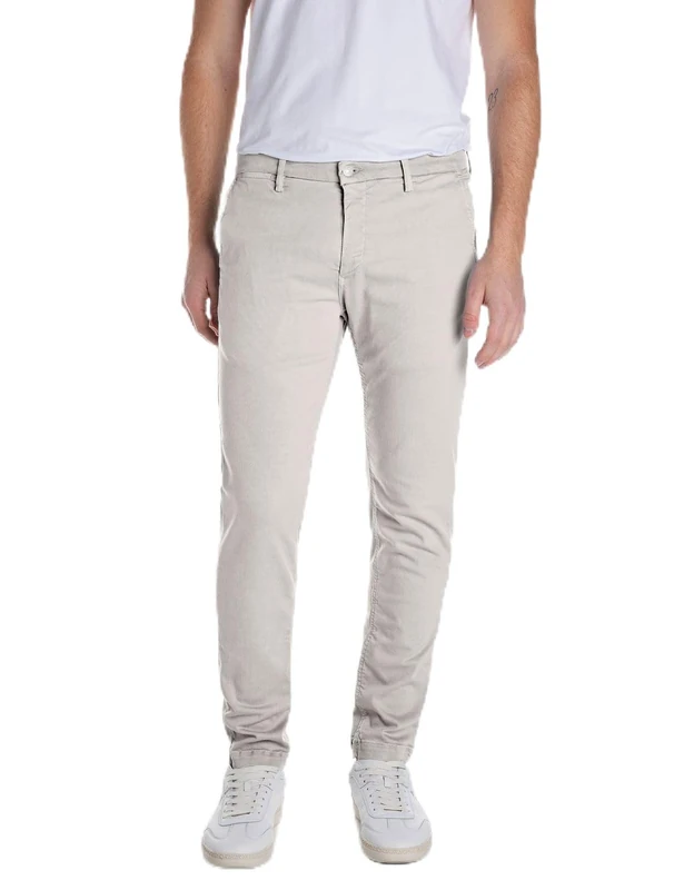 Replay Men's Zeumar Hyperchino Color Xlite Jeans, 013 Alabaster, 38 W/32 L