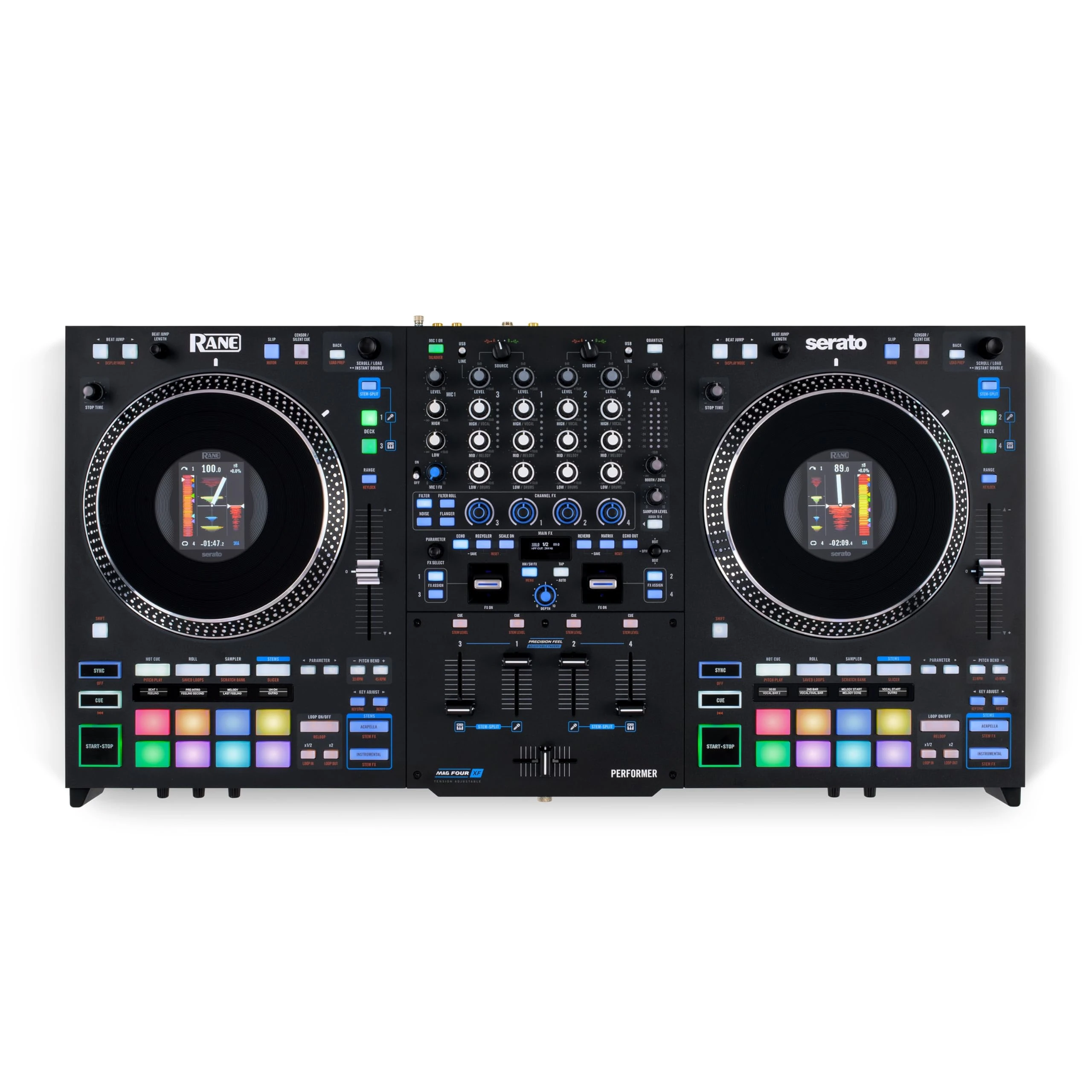 RANE PERFORMER 4-Channel Motorized DJ Controller - 7" Platters with Displays, Precision Feel Faders, Stem Split, Advanced FX, Serato DJ Pro Included