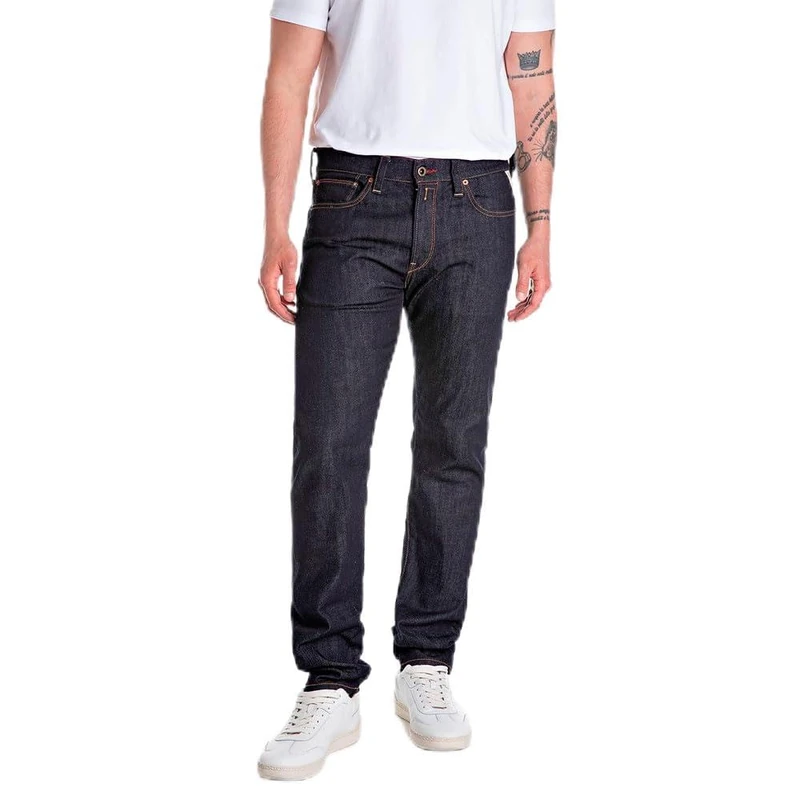 Replay Men's Neaal Red Attitude Jeans, 007 Dark Blue, 28 W/ 30 L