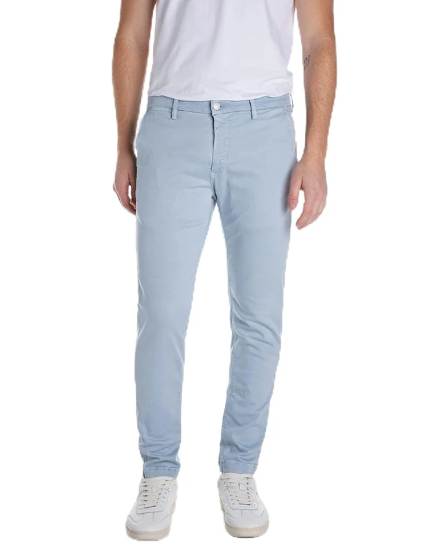 Replay Zeumar Hyperchino Men's Slim Fit Chino Jeans Colour X-Lite, 579 Sky Grey, 29 W/32 L
