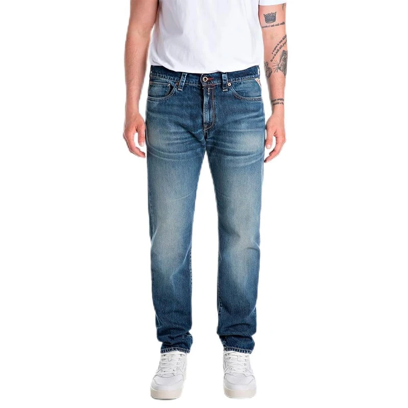 Replay Men's Neaal Red Attitude Jeans, 007 Dark Blue, 32 W/30 L - Image 1