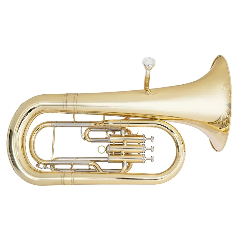 Odyssey OEP1000 Debut 'Bb' Euphonium Outfit with Deluxe Case & Accessory Kit - Instrument with Gold Lacquered Brass Body & Monel Pistons - Ideal for Beginners and Professionals