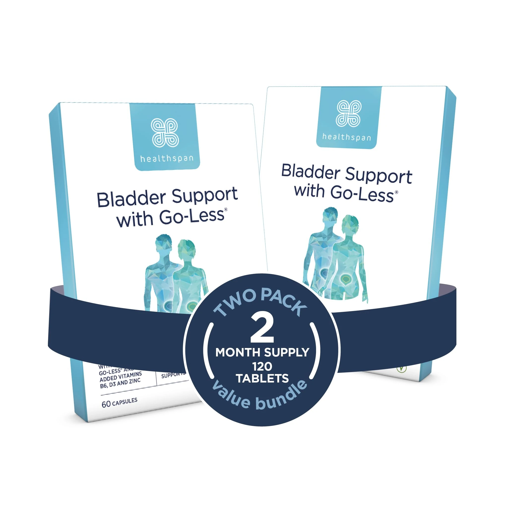 Healthspan Bladder Support with Go-Less® | for Good Bladder Health & Urinary Flow | 300 mg Go-Less® | Pumpkin Seed Extract & Soy Germ Extracts | Added Vitamin B6, D3 & Zinc | Vegan (60 Capsules)