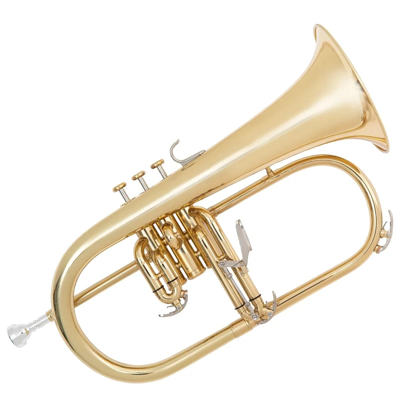 Odyssey OFG1000 Debut 'Bb' Flugal Horn Outfit with Deluxe Case & Accessory Kit - Professional Instrument with Gold Lacquered Brass & Stainless Steel Valves - Ideal for Beginners and Professionals