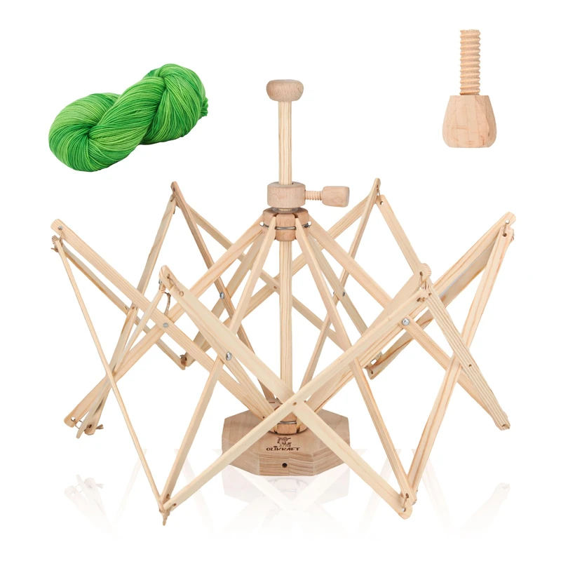 Olikraft Wooden Yarn Swift - Lightweight Reverse Yarn Umbrella Swifts, Yarn Ball Swift, Skein Winder
