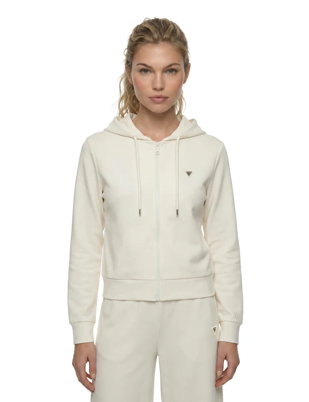 Guess Full-Zip Sweatshirt Women Olympe Full Zip Hoodie Regular Fit White