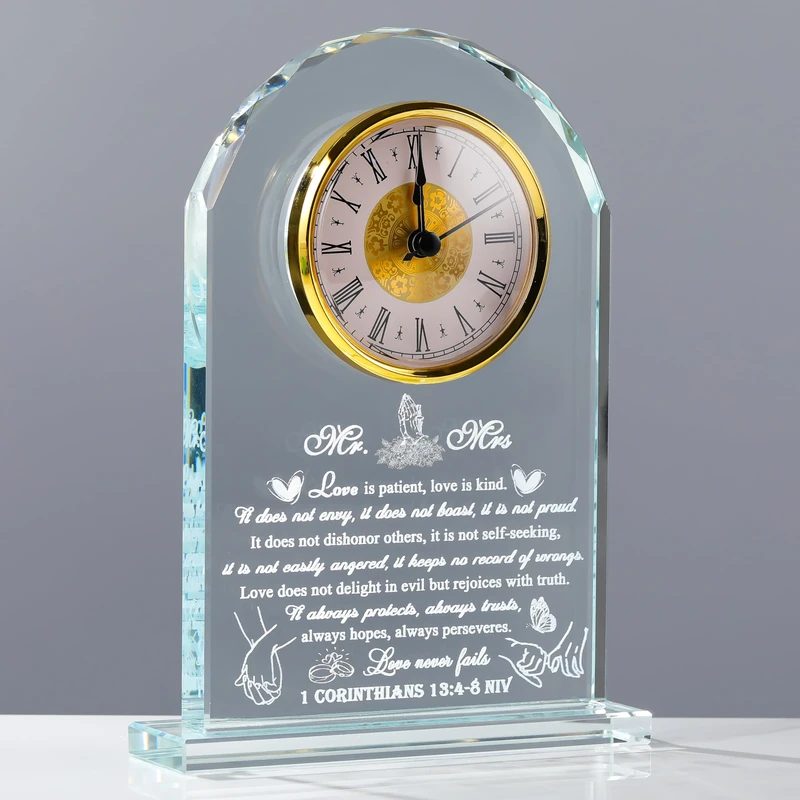 Wedding Gifts for Couple Unique 2025 - Crystal Clock Happy Anniversary Marriage Gift for Couple Keepsake - Engagement Gifts Bridal Shower Gifts for Bride and Groom Engagement Newlywed Mr Mrs Present - Image 1