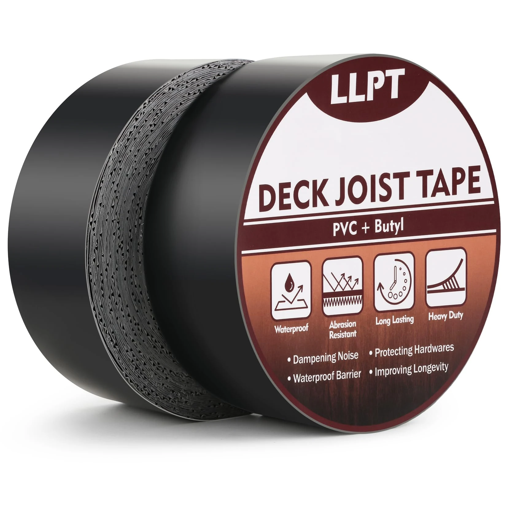 LLPT Joist Tape for Decking | Beam Joist Protection Flashing Tape | Heavy Duty Waterproof Butyl Sealant | for Wood Decks Roof Building Joists Beams(JDT250P2) | 2 Packs | 50mm x 15m