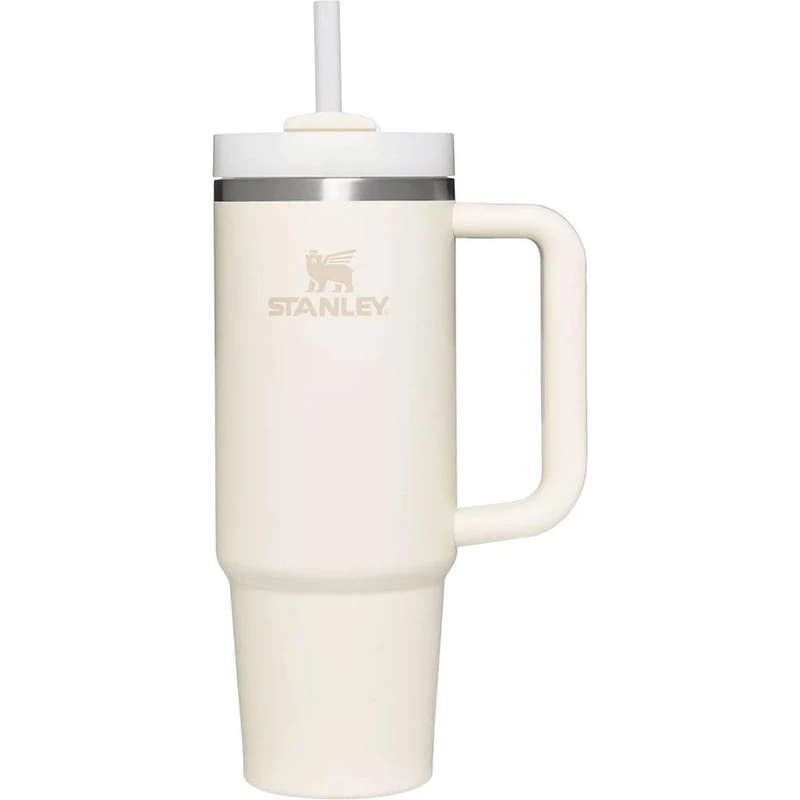 Stanley H2.0 Vacuum Quencher, 0.88 L (0.88 L), Cream, 2.0, Cold Insulation, Durable, Straw Water Bottle, Summer, Outdoors, Dishwasher Safe