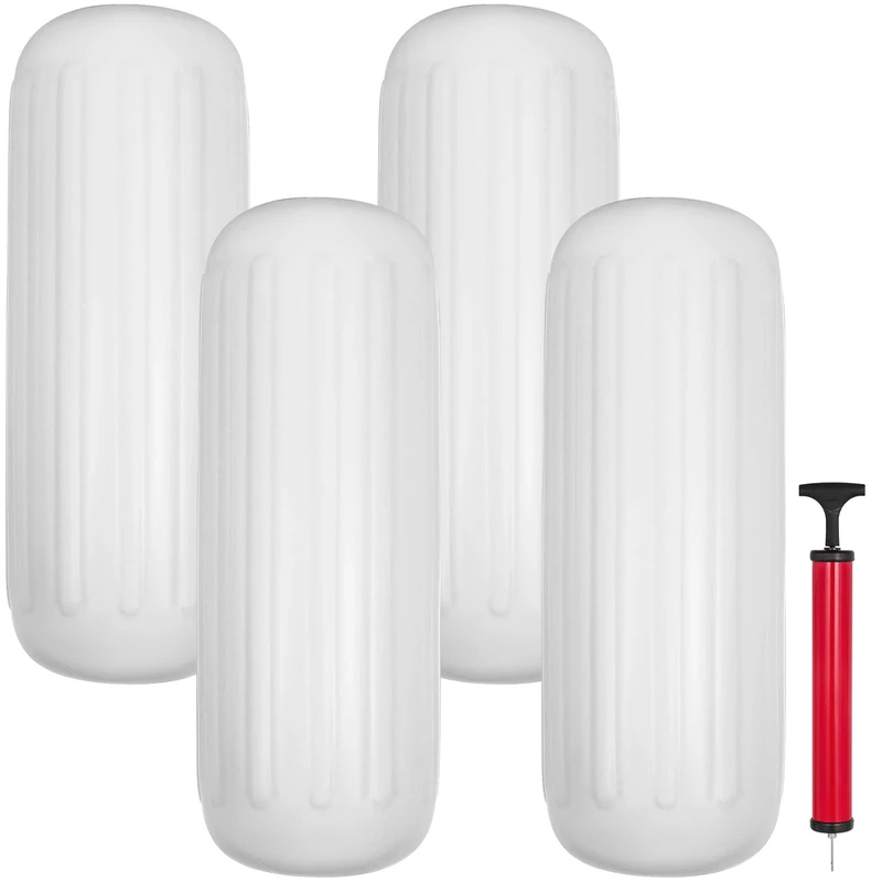 VEVOR 4 NEW Ribbed Boat Fenders 10" x 28" Center Hole Bumpers Mooring Protection