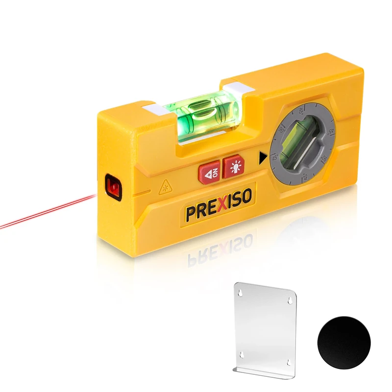 PREXISO 2-in-1 Laser Spirit Level, Mini Torpedo Level with LED Light, Rotatable Magnetic Pocket Leveler & 10m Laser Leveler Tool for Hanging Picture, Wall Marking Painting, House Decoration