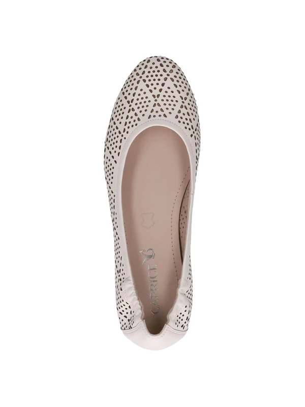 CAPRICE Women Ballet Flats Leather with Perforated Pattern, Cream (Offwhite Nappa), 5 UK