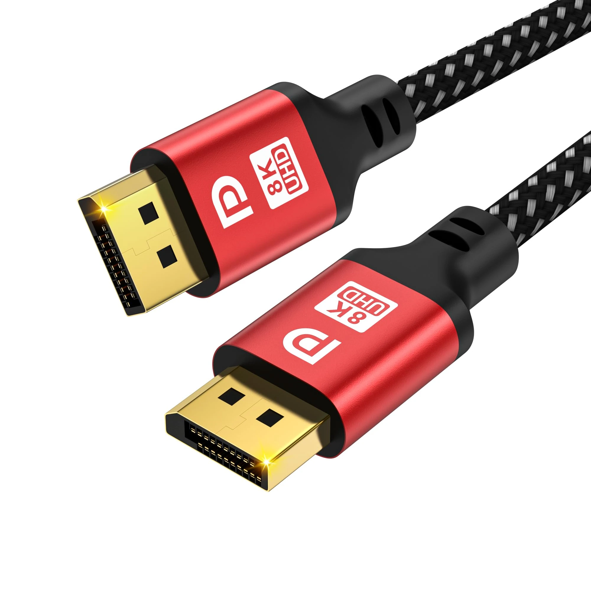 jojobnj DisplayPort Cable 2.1, DP Cable 3m 16K,10K,8K@60Hz, 4K@144Hz, 2K@240Hz,32.4Gbps，HBR3 Support 32.4Gbps, HDR 4:4:4 / HDR 10 and HDCP 2.2 for Laptop PC TV Gaming Monitor-Red