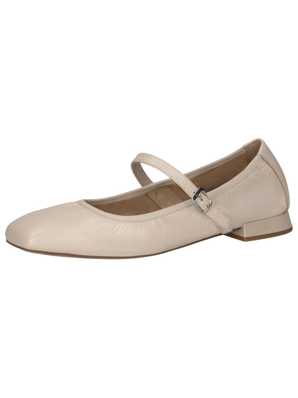 CAPRICE Women Ballet Flats Leather with Strap, Beige (Ecru Perl.Deer), 5 UK