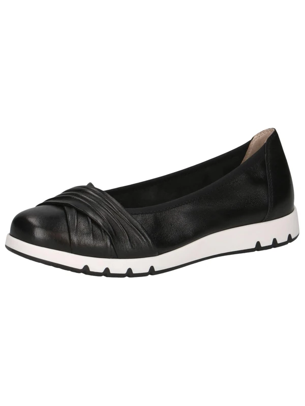 CAPRICE Comfort Women Ballet Flats Leather Comfortable, Black (Black Nappa), 6.5 UK