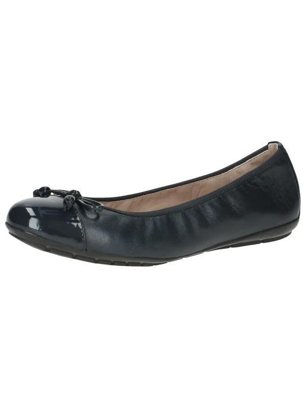 CAPRICE Women Ballet Flats Leather with Patent Finish, Blue (Ocean Comb), 3.5 UK